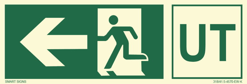 Springande man - Pil vänster UT, Aluminium